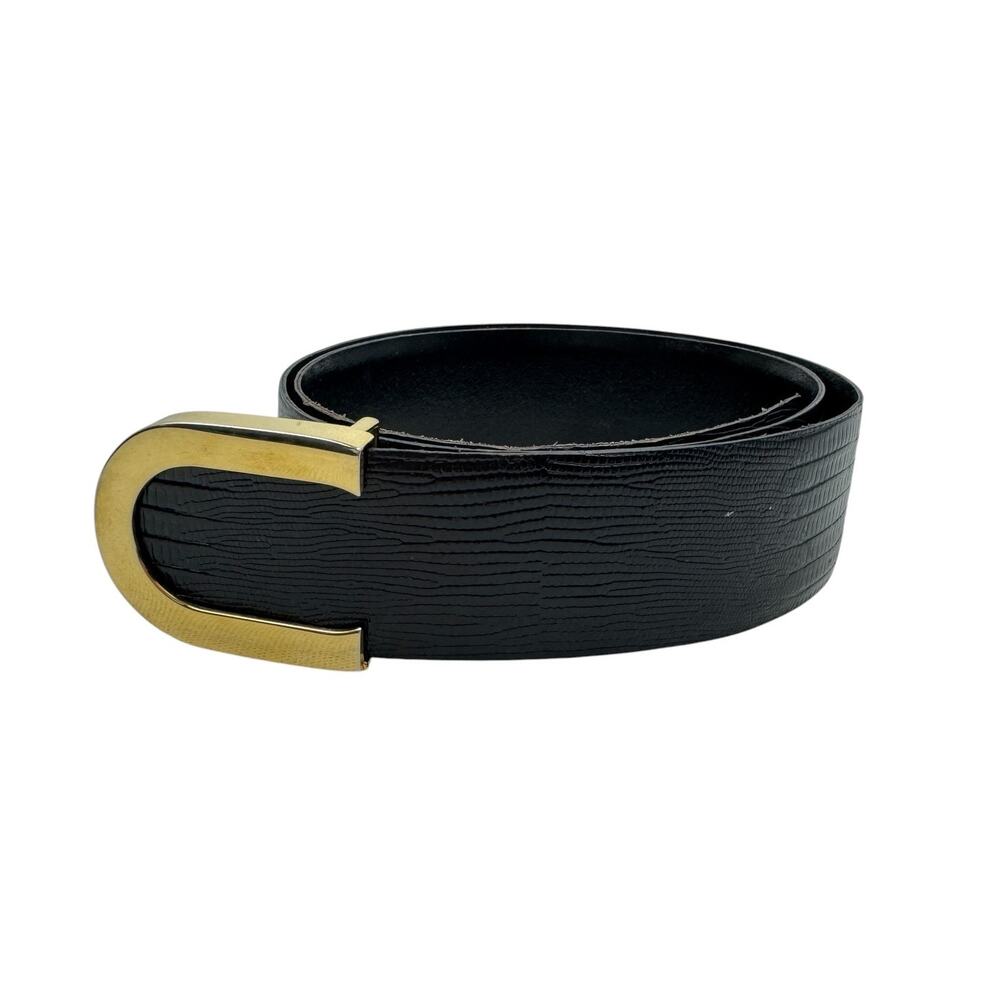 VTG Cipriani Black Lizard Grain Leather Belt